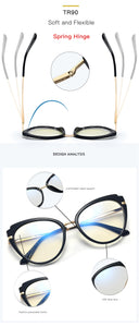48270 Retro Cat Eye Anti Blue Glasses Frames TR90 Men Women Optical Computer Glasses