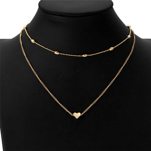 Collana a catena con collo a clavicola multistrato a forma di cuore di pesca con ciondolo clavicola femminile di moda semplice. Ciondolo a forma di cuore 
