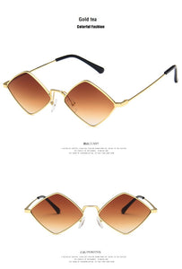 2022 Sunglasses Women Metal Rhombus Sun glasses Irregular Vintage Small Frame Goggle Uv400 Ladies Oculos Gafas De Sol