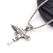Load image into Gallery viewer, Cool Gothic Hip Hop UZI Kolye GUN Shape Pendant Necklace Gold Black Silver Color Army Style Male Chain Men Necklaces  Jewelry