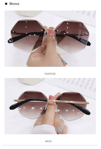 2022 Rimless Sunglasses Women Brand Designer Sun Glasses Gradient Shades Cutting Lens Ladies Frameless Metal Eyeglasses UV400