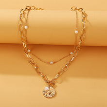 Load image into Gallery viewer, Fashion Star Lock Pendant Necklace for Women Vintage Thick Chunky Chain Choker Multilayer Coin Necklaces Jewelry Gifts