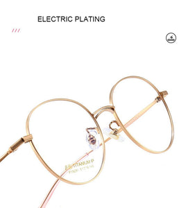 Pure Titanium Frame Glasses Full Rim Eye Glasses Women Style Spring Hinges Round Spectacles and Nearsighted Eyewear