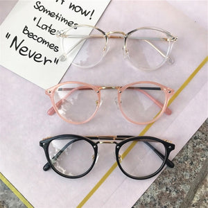 Round Glasses Frames Men Women Vintage Transparent Optical Eyeglasses Frames Black Pink Clear Lens Spectacles Eyewear