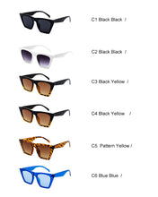 Carica l&#39;immagine nel visualizzatore di Gallery, New Woman Men Occhiali da sole Cat Eye con montatura grande Occhiali quadrati personalizzati Occhi di gatto colorati Occhiali alla moda Occhiali retrò versatili UV400 