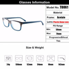 Load image into Gallery viewer, Gmei Optical Acetate Rectangular Full Rim Men&#39;s Prescription Glasses Frames Women Myopia Optical Frame With Spring Hinges T8061