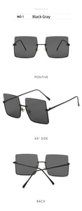 2022 Metal Semi-rimless Sunglasses Women Retro Oversized Square Sun Glasses Men Fashion Half Metal Frame Streetwear Eyewear