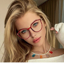 Load image into Gallery viewer, Ralferty TR90 Women&#39;s Transparent Glasses Retro Cat Eye Frames Anti Blue Light 0 Diopter Myopia Optic Frame Eyeglasses