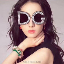 Load image into Gallery viewer, 2022 Trend Letter Sunglasses Female Oversized Sun Glasses Women Luxury Brand Spray Paint Diamond Frame Flash Shades Eyeglasses