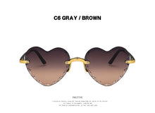 Carica l'immagine nel visualizzatore di Gallery, Ladies Heart Shaped Sunglasses metal Women Brand Designer Fashion Rimless Gradient Sun Glasses Oculos UV400