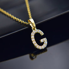 Carica l&#39;immagine nel visualizzatore di Gallery, Cubic Zircon Alphabet Pendants Gold Silver Color Copper Mini A-Z Letter Pendant Necklace Shinning 26 Initial Collares Jewelry