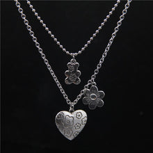 Load image into Gallery viewer, Punk Rock Flower Bear Heart Pendant Necklace Hip Hop Fashion Jewelry Cool For Women Girl Gifts Accessories Party Nightclub Gifts