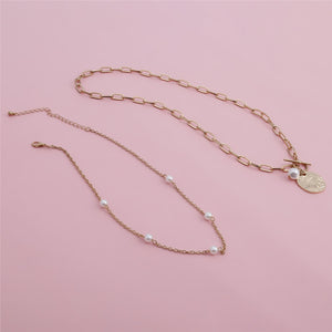 Punk Multi Layered Pearl Choker Necklace Collar Statement Virgin Mary Coin Crystal Pendant Necklace Women Jewelry
