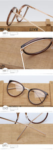 Transparent Glasses Frame Women Cat Eye Glasses Frames for Women Fake Eyeglasses Frames Metal Optical Frame for Womens