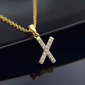 Cubic Zircon Alphabet Pendants Gold Silver Color Copper Mini A-Z Letter Pendant Necklace Shinning 26 Initial Collares Jewelry
