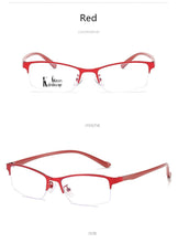 Carica l&#39;immagine nel visualizzatore di Gallery, Women Half frame Finished Myopia Glasses Lady Anti-blue light Prescription glasses Men Business Nearsighted Eyewear -1.5-2.0-2.5