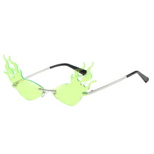 Load image into Gallery viewer, Luxury Flame Sunglasses Women Rimless Bat Sun Glasses Tears Shades Eyeglass Vintage Feather Sunglass Fire Shape Eyewear