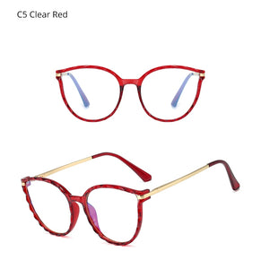 Ralferty TR90 Women's Transparent Glasses Retro Cat Eye Frames Anti Blue Light 0 Diopter Myopia Optic Frame Eyeglasses