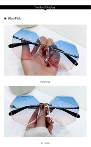 2022 Rimless Sunglasses Women Brand Designer Sun Glasses Gradient Shades Cutting Lens Ladies Frameless Metal Eyeglasses UV400