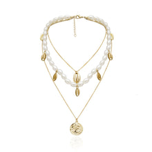 Carica l&#39;immagine nel visualizzatore di Gallery, Punk Multi Layered Pearl Choker Necklace Collar Statement Virgin Mary Coin Crystal Pendant Necklace Women Jewelry