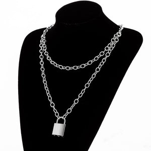 Multilayer Lock Chain Necklace Punk 2020 Padlock Key Pendant Necklace Women Girl Fashion Gothic Party Jewelry