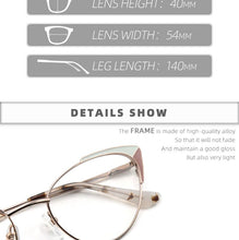 Load image into Gallery viewer, Prescription Glasses Women&#39;s Eyeglasses With Frame Myopia Clear Optical Female Eyewear Metal Cat Eye Round Fake Glasses