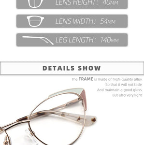 Prescription Glasses Women's Eyeglasses With Frame Myopia Clear Optical Female Eyewear Metal Cat Eye Round Fake Glasses