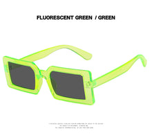 Carica l&#39;immagine nel visualizzatore di Gallery, Trendy Rectangle Sunglasses Women Green Fluorescent Street Shot Eyewear Black Thick Frame Fashion Female Cool Sun Glasses