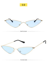 Load image into Gallery viewer, Triangle Metal Frame Sunglasses Women Cat Eye Cool Small Fashion Sun Glasses Shades Ocean Color Oculos De Sol Feminino UV400