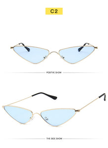 Triangle Metal Frame Sunglasses Women Cat Eye Cool Small Fashion Sun Glasses Shades Ocean Color Oculos De Sol Feminino UV400