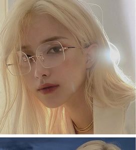 2022 Women Glasses Frame Luxury Eyeglasses Frame Women Anti Blue Light Eyewear Optics Brand Women Frameless Spectacle