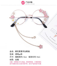 Load image into Gallery viewer, Cute Sakura Pendant Clear Optical Glasses Frame Women Round Girls Retro Eyeglasses Gothic Handmade Eyewear Glass Oculos De Gafas