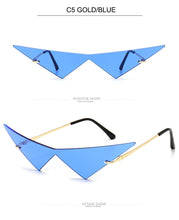 Load image into Gallery viewer, Oversized Cat eye Rimless Sunglasses Women Fashion One Piece Lens Sun Glasses Female Trend Triangle Eyewear Men UV400
