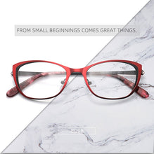 Load image into Gallery viewer, Square rectangular cat eye eyeglasses frame metal transparent small narrow glasses Women diopters customizable fashion luxury