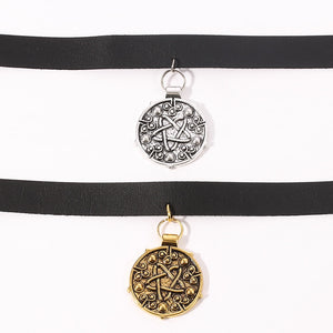 Yennefer Black Leather Choker Wild Hunt Game Cosplay Medallion Pendant For Women Hip-hop Charm Necklace Clavicle Cool Jewelry