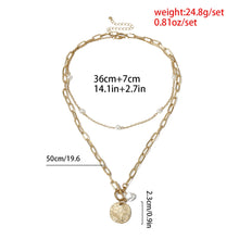 Load image into Gallery viewer, Baroque Pearl Coin Pendant Choker Necklace for Women Wedding Punk Bead Lariat Gold Color Long Chain Necklace Jewelry Gift