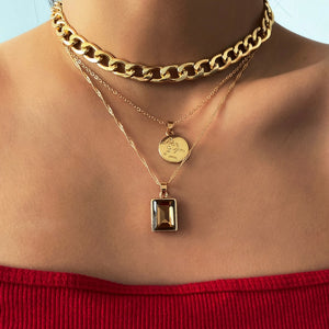 Punk Multi Layered Pearl Choker Necklace Collar Statement Virgin Mary Coin Crystal Pendant Necklace Women Jewelry