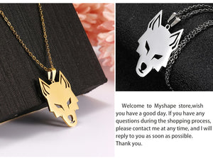 My Shape Wolf Animal Necklace 316L Stainless Steel Forest Animals Men Necklace Hollow Cut Out Pendant Jewelry Gift For Women