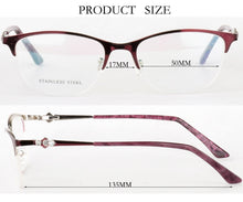 Load image into Gallery viewer, Optical Glasses Spectacle Frame Women Metal Half Frame Reading Glasses Customzied Lense Myopia Eyeglasses Prescription Glasses