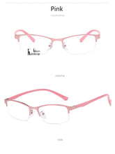 Carica l&#39;immagine nel visualizzatore di Gallery, Women Half frame Finished Myopia Glasses Lady Anti-blue light Prescription glasses Men Business Nearsighted Eyewear -1.5-2.0-2.5