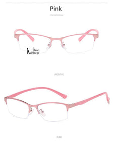 Women Half frame Finished Myopia Glasses Lady Anti-blue light Prescription glasses Men Business Nearsighted Eyewear -1.5-2.0-2.5