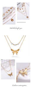 New Butterfly Pendant Necklaces For Women Fashion Moon Charm Gold Multilayer Choker Necklace 2020 Bohemian Jewelry