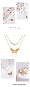 New Butterfly Pendant Necklaces For Women Fashion Moon Charm Gold Multilayer Choker Necklace 2020 Bohemian Jewelry