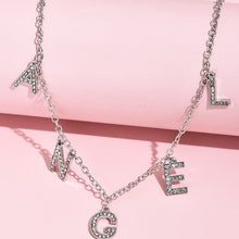 Carica l&#39;immagine nel visualizzatore di Gallery, Crystal Letter Angel Necklace Gothic Simple Silver Color Shiny Rhinestones Link Chain Pedant Necklace Choker Collar Jewelry