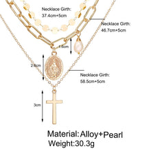 Load image into Gallery viewer, Vintage Gold Portrait Coin Pearl Pendant Necklaces For Women Bohemia Fashion Muklltilayer Pearl Long Necklace 2020 Jewelry