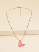 Carica l'immagine nel visualizzatore di Gallery, Korean Blue Gradient Butterfly Necklace for Women Girls Silver Color Rainbow Butterflies Pendant Choker Necklaces Jewelry Gift