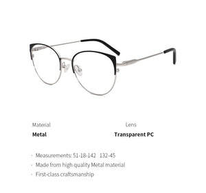 Metal Glasses Frame Women New Fashion Cat Eye Round Glasses Vintage Optical Eyewear Myopia Alloy Prescription Eyeglasses