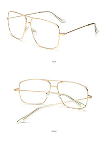 Vintage Gold Metal Frame Eyeglasses Mens Womens Sun glasses Retro Square Optical Lens Eyewear Nerd Clear Lens Glasses