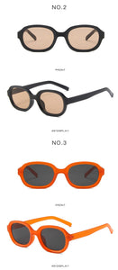 Oval Orange Yellow Frame Sunglasses Women Men Metal Hinge Red Tan Pink Lens UV400 Protection Model Style Sexy Ladies Eyewear