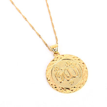 Carica l&#39;immagine nel visualizzatore di Gallery, Gold Color Allah Pendant Necklace Round Fashion Middle East Charm Islam Gift Jewelry